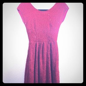 Red textured sequin cocktail dress
